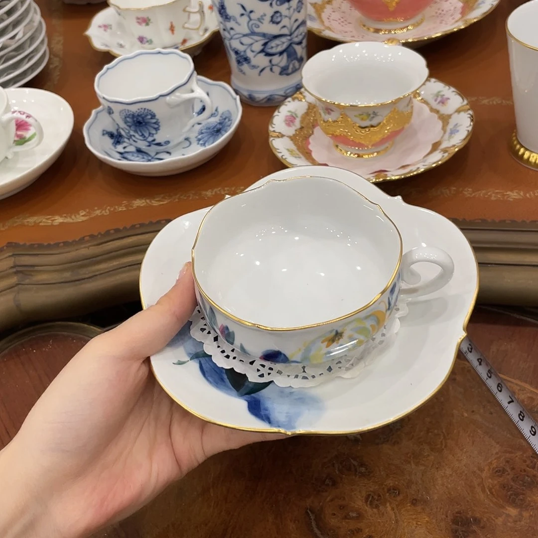 瓷片中古一等水墨彩菊