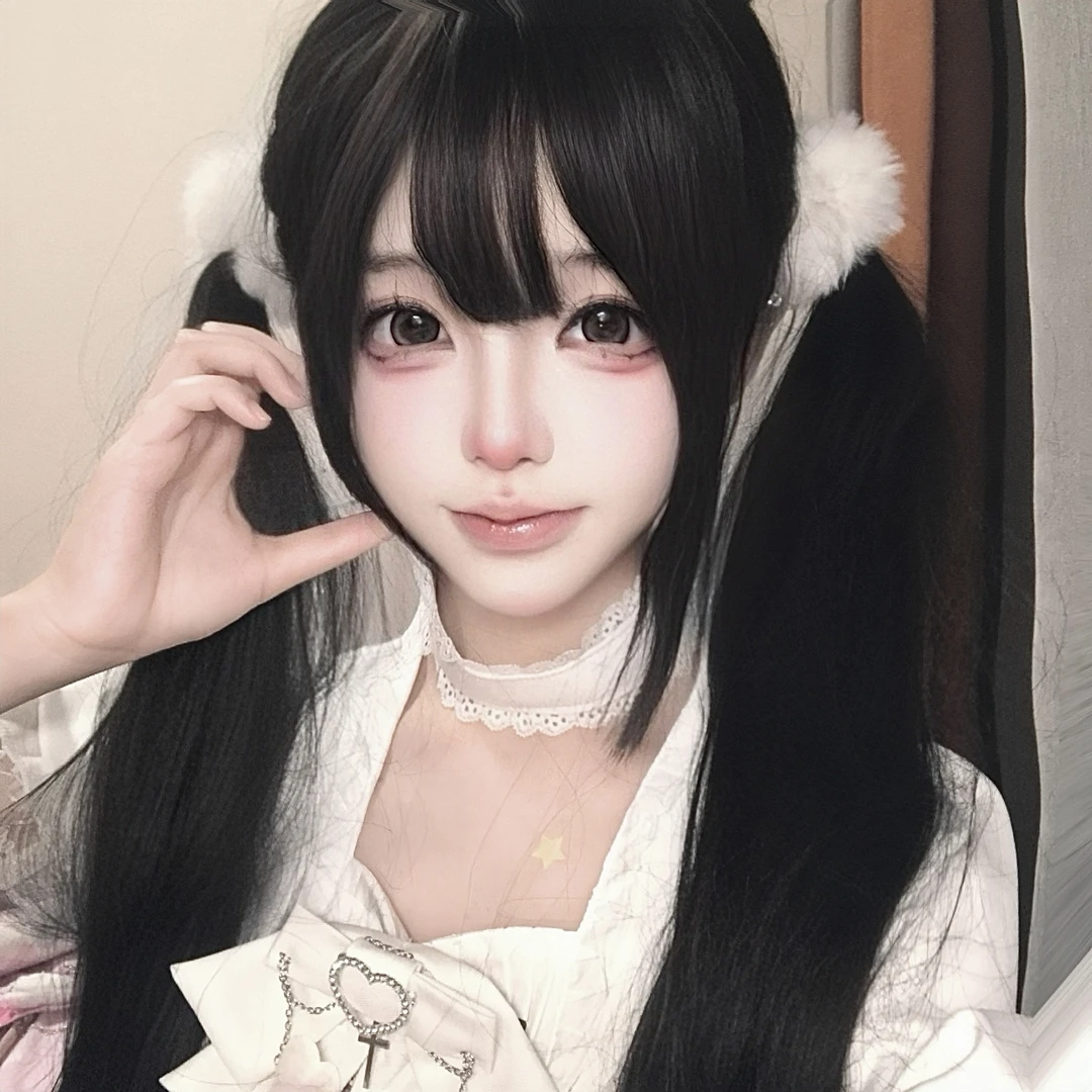 【心碎天使专属】水舞沙假发女甜美jk富江cos黑长直齐刘海全头套式