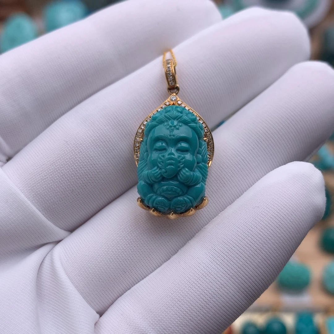 绿松石18K金镶嵌配饰