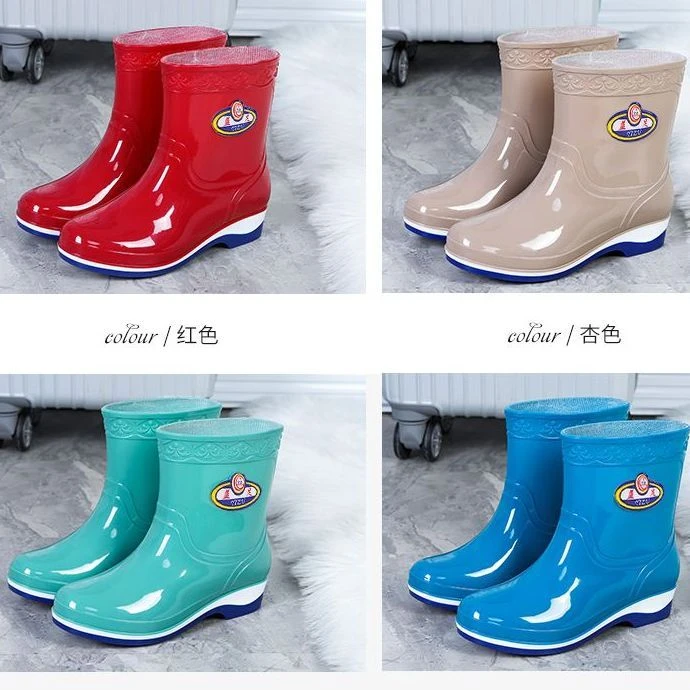 年轻时尚雨鞋女士雨靴保暖耐磨厨房耐酸碱防滑胶鞋中筒防水鞋水靴