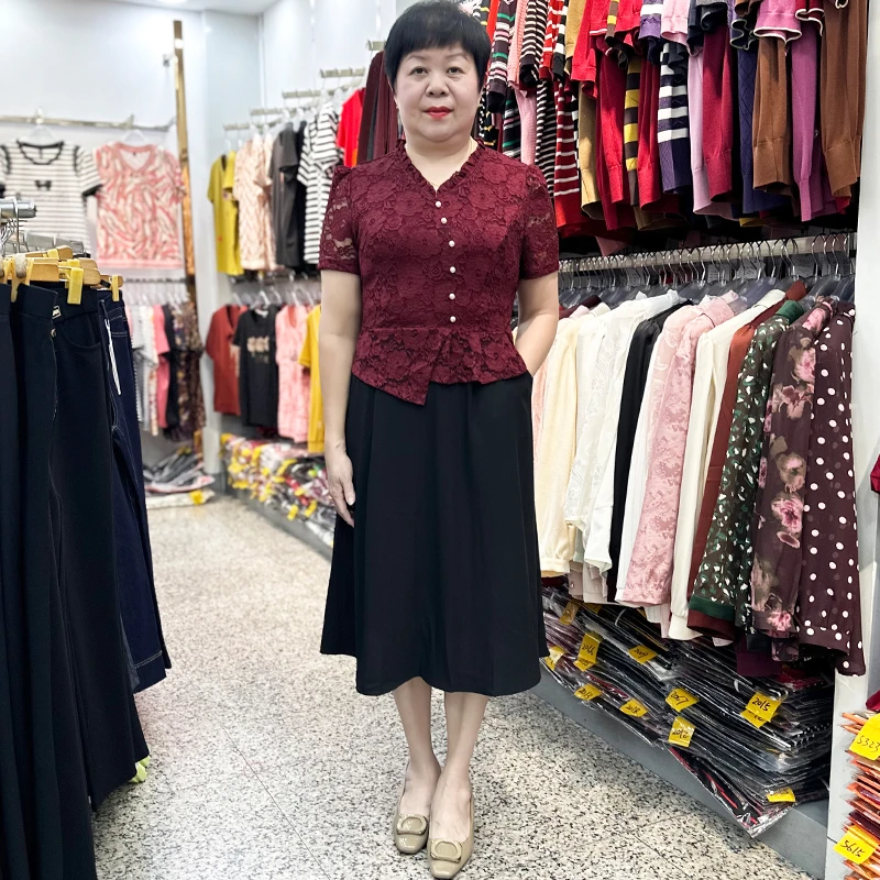 25年气质高贵中年妈妈夏季连衣裙40岁50母亲节中老年女提花裙子