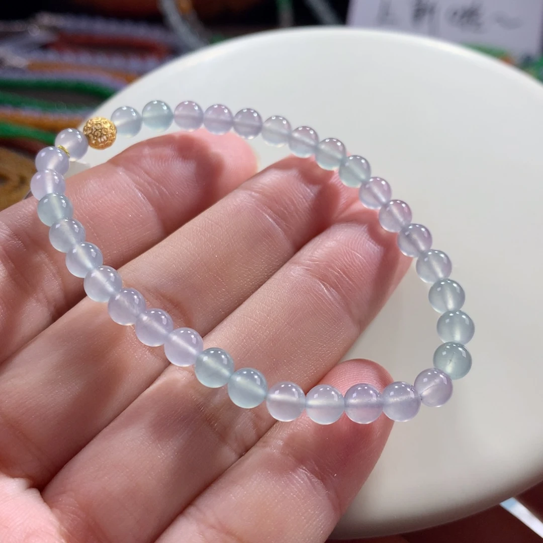 翡翠未镶嵌手链翡翠玻璃钢淡色梦幻马卡龙卡5+