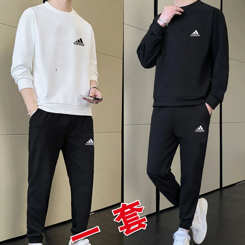 商场品质阿D套装春秋冬季休闲卫衣长裤男士两件套加绒可选情侣