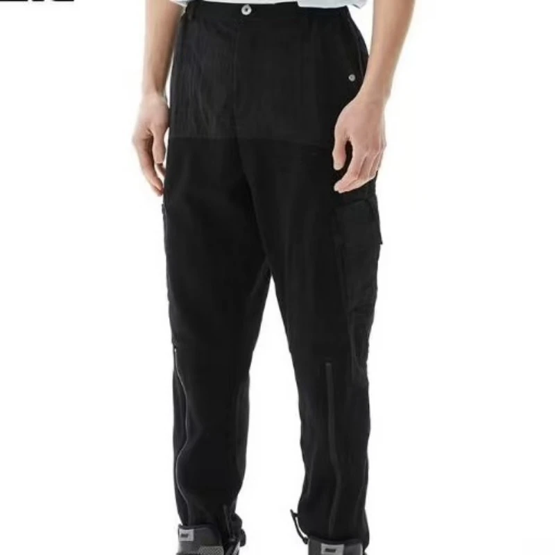 LNG20都市机能主题 拉链开衩平纹拼接宽松版卫裤FHBA012-1 BA012