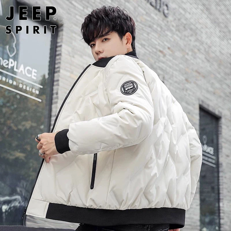 JEEPSPIRIT冬季男士羽绒服加厚保暖冬装潮流韩版帅气棒球领休闲外