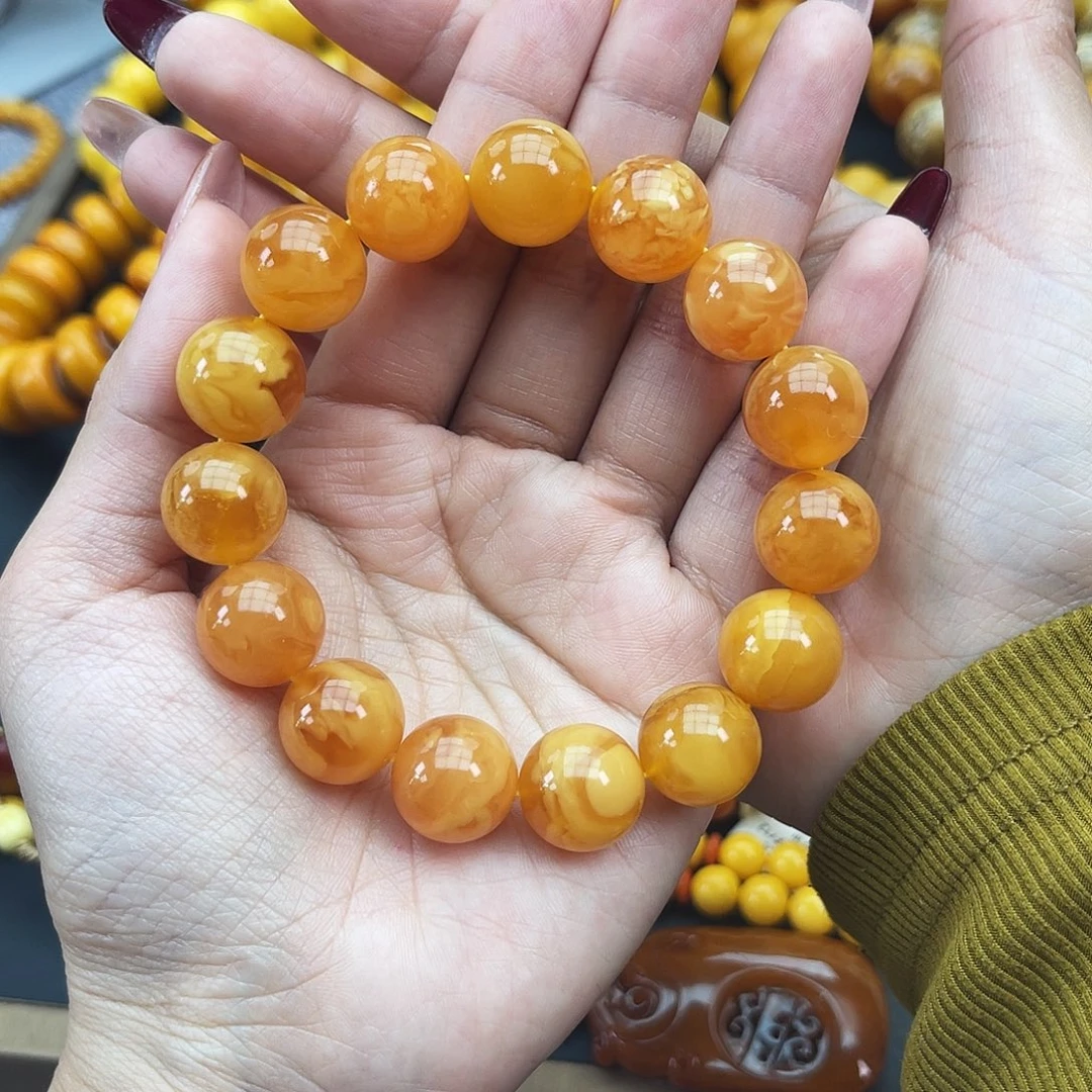 琥珀未镶嵌手链15m花蜡