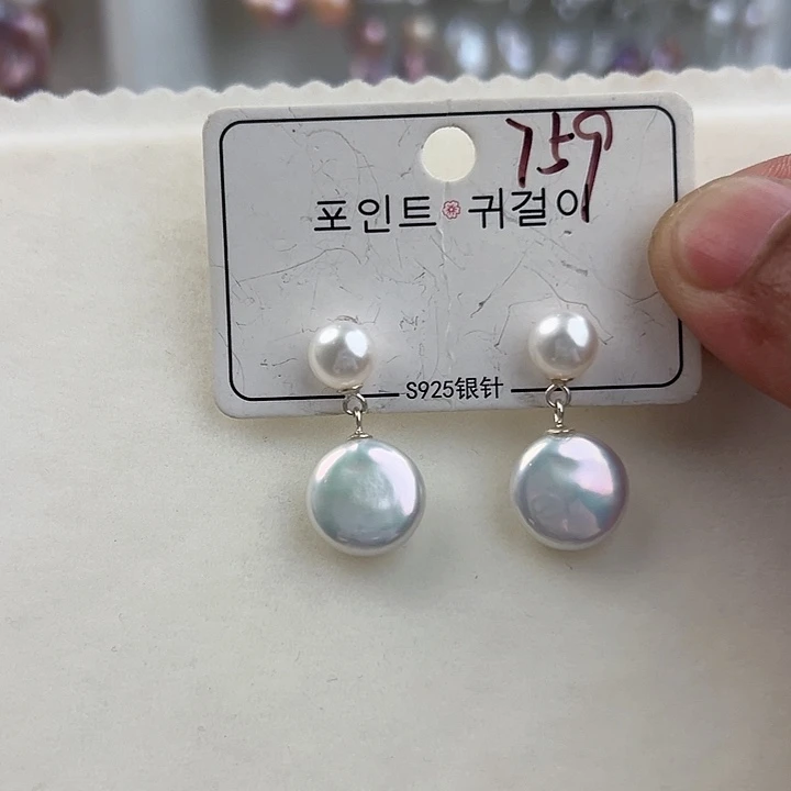 银S925镶嵌淡水珍珠耳饰周**联