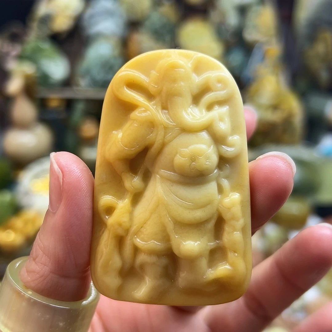 岫玉未镶嵌颈饰辽阳花玉关公可盘