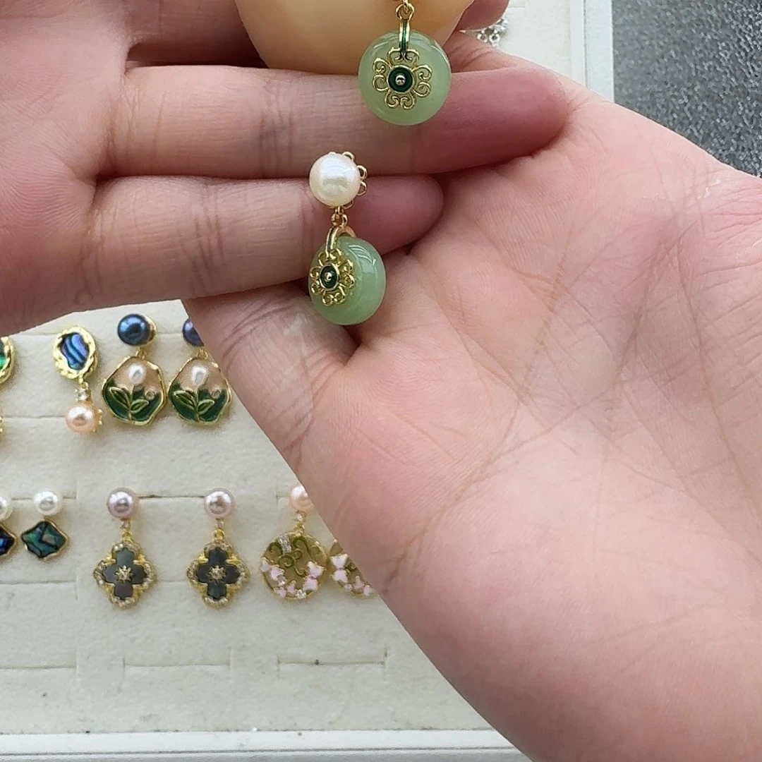 合金淡水珍珠耳饰