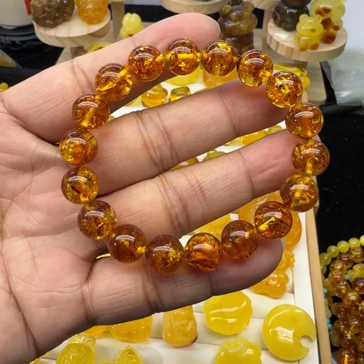 李***氏琥珀未镶嵌颈饰花珀手穿