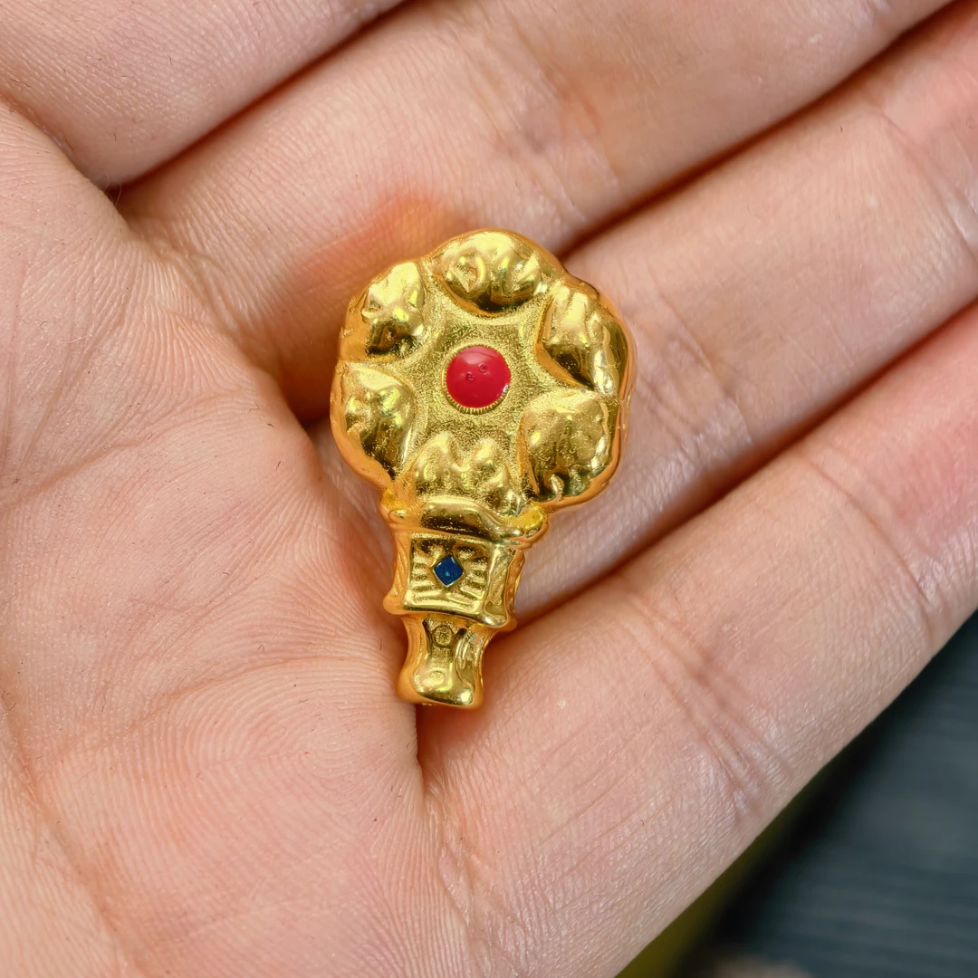 足银珐琅银制品 七星凤眼菩提三通珐琅彩配串DIY配饰