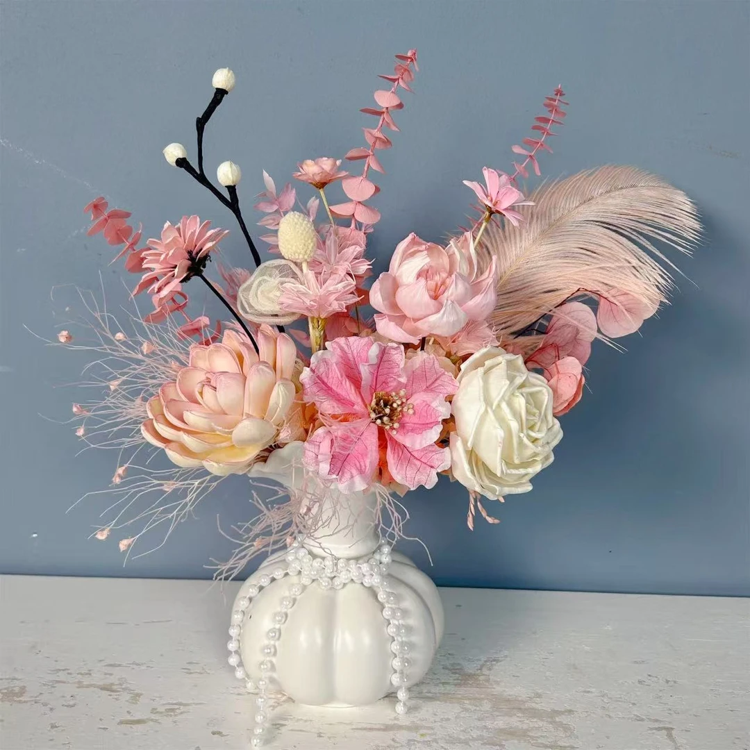 【梦境】高级餐桌花床头柜卧室玄关氛围感高级摆件含花瓶