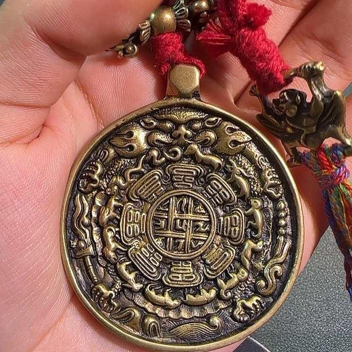 万***亮铜铁合金类藏传工艺品九宫八卦