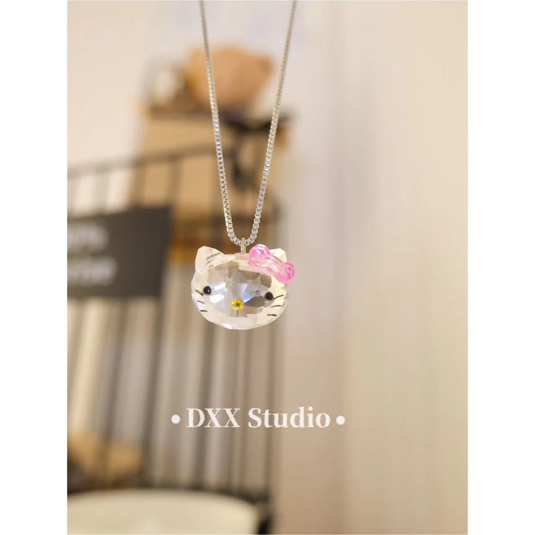 铜合金锆石项链 小众设计kitty项链48272