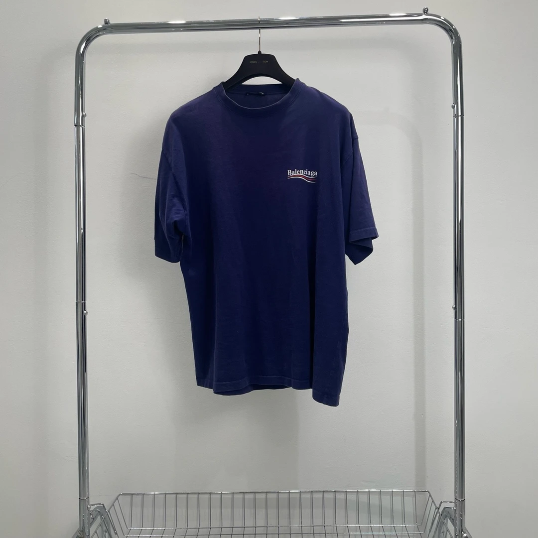99新 Balenciaga/巴黎世家 蓝色印花可乐短袖 尺码L yy00293