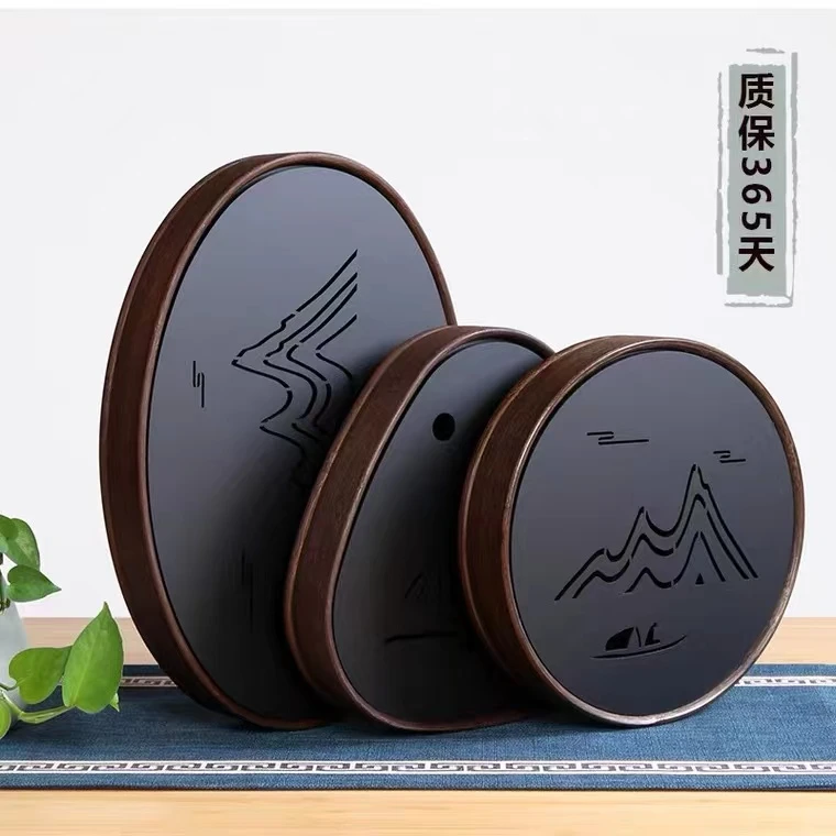 圆形茶盘家用排水干泡简约新款小型实木茶台办公室功夫茶具茶海