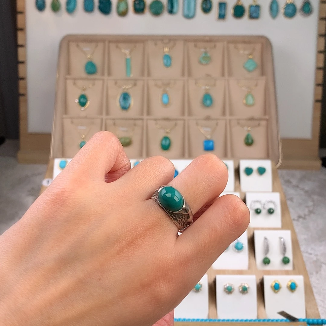 绿松石银S925镶嵌戒指