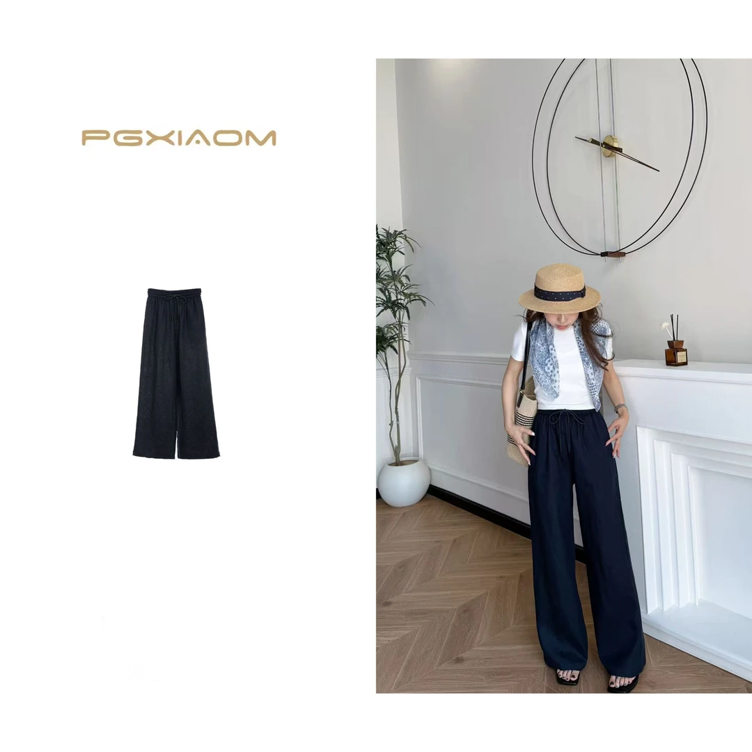 【PGXIAOM】润秀定制 粉  藏青两色休闲阔腿裤KZ4065