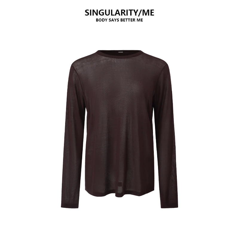 Singularity Me 2AE 638 A 醋纤透凉背后双虚线设计感打底衫上衣