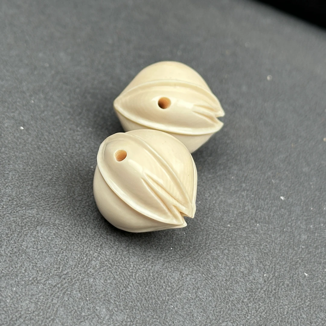 A126天然猛犸牙橄榄核三通22×24mm支持鉴定 假一罚四