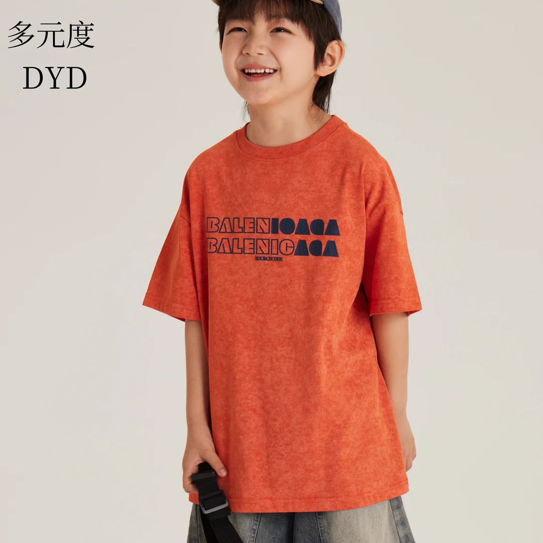 【DYD】原创儿童百搭夏季中大童宽松男童浮雕印花休闲T恤上衣