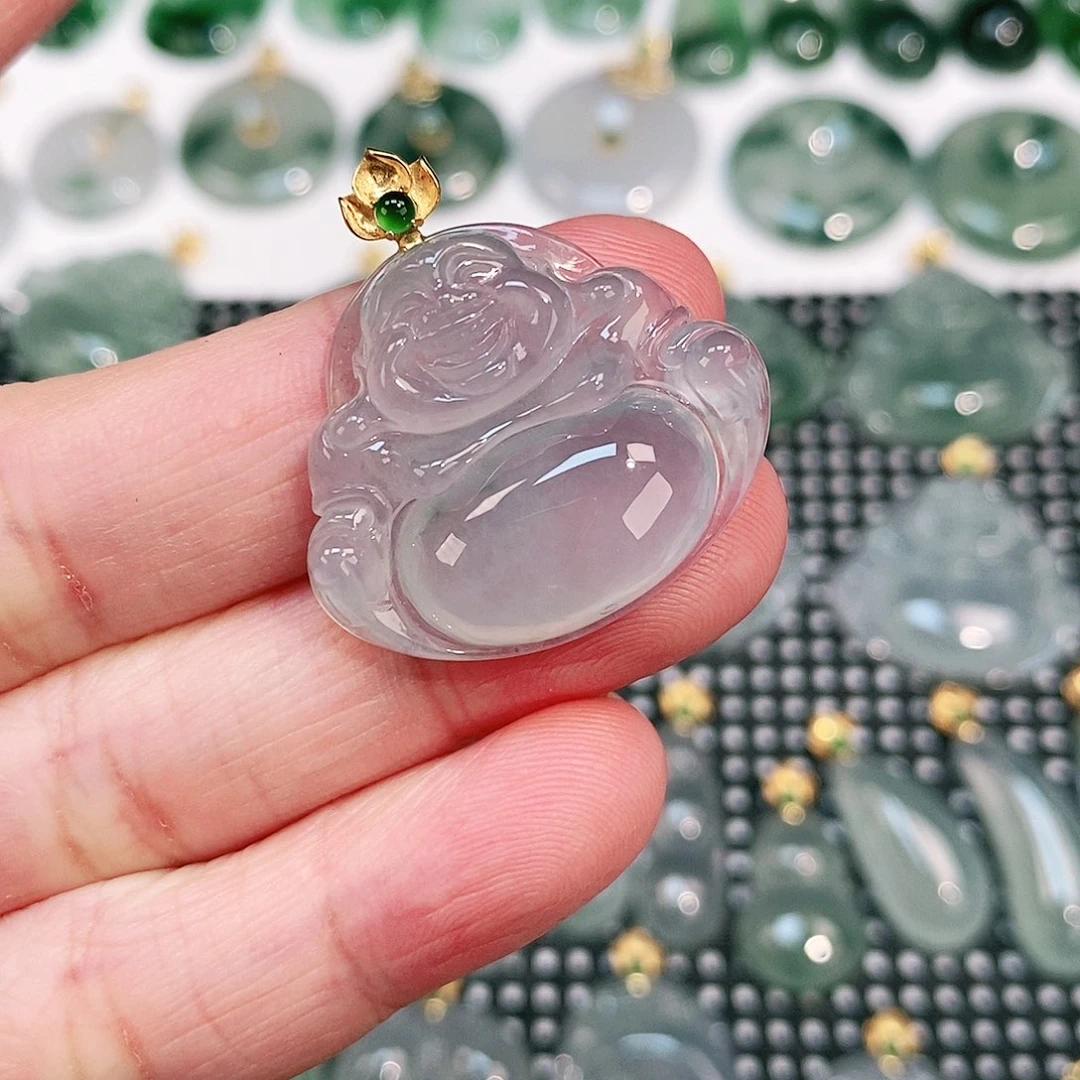 翡翠颈饰18K金镶嵌吊坠