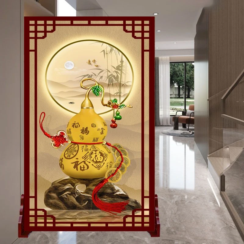 屏风隔断客厅遮挡卧室进门玄关办公室家用招财葫芦卫生间移动座屏