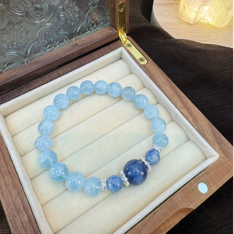 【蓝晶海蓝宝】天然水晶手串原创小众设计