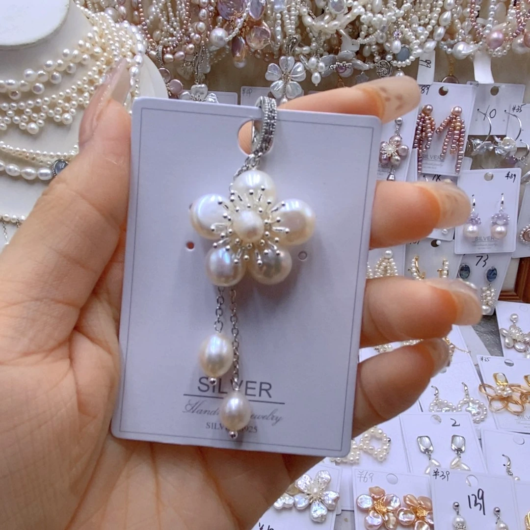 银S925镶嵌淡水珍珠胸饰