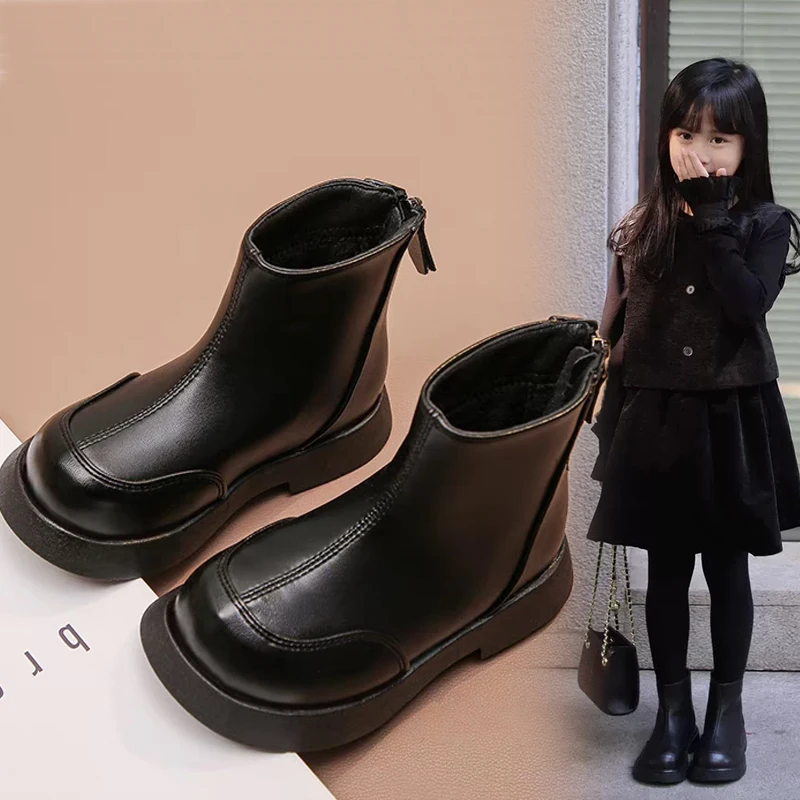 女童靴子2025新款秋季儿童马丁靴秋冬皮鞋女宝宝防滑鞋子西北短靴