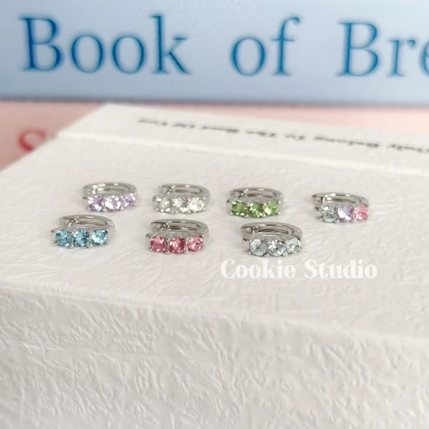 铜合金仿水晶耳饰 华子直针耳扣边缘扣 多色可选 简约百搭款