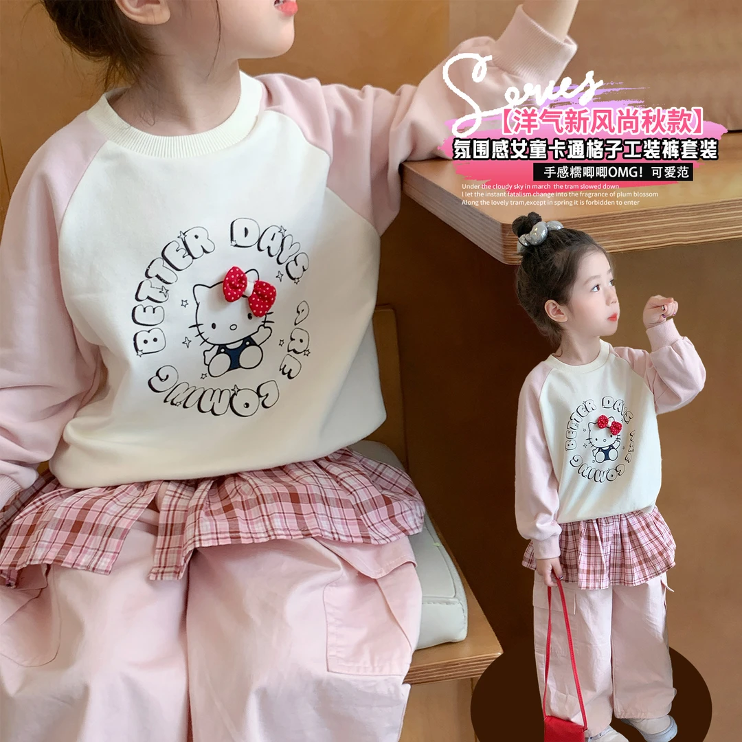 女童套装洋气卡通儿童休闲工装裤两件套小女孩宝宝春秋装2025新款