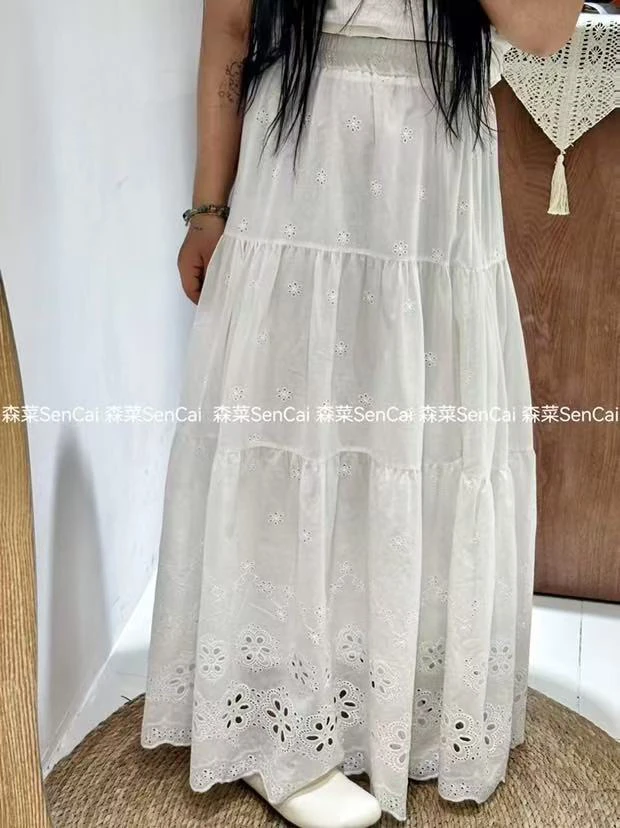 ｜老徐微胖定制｜镂空刺绣小碎花半裙