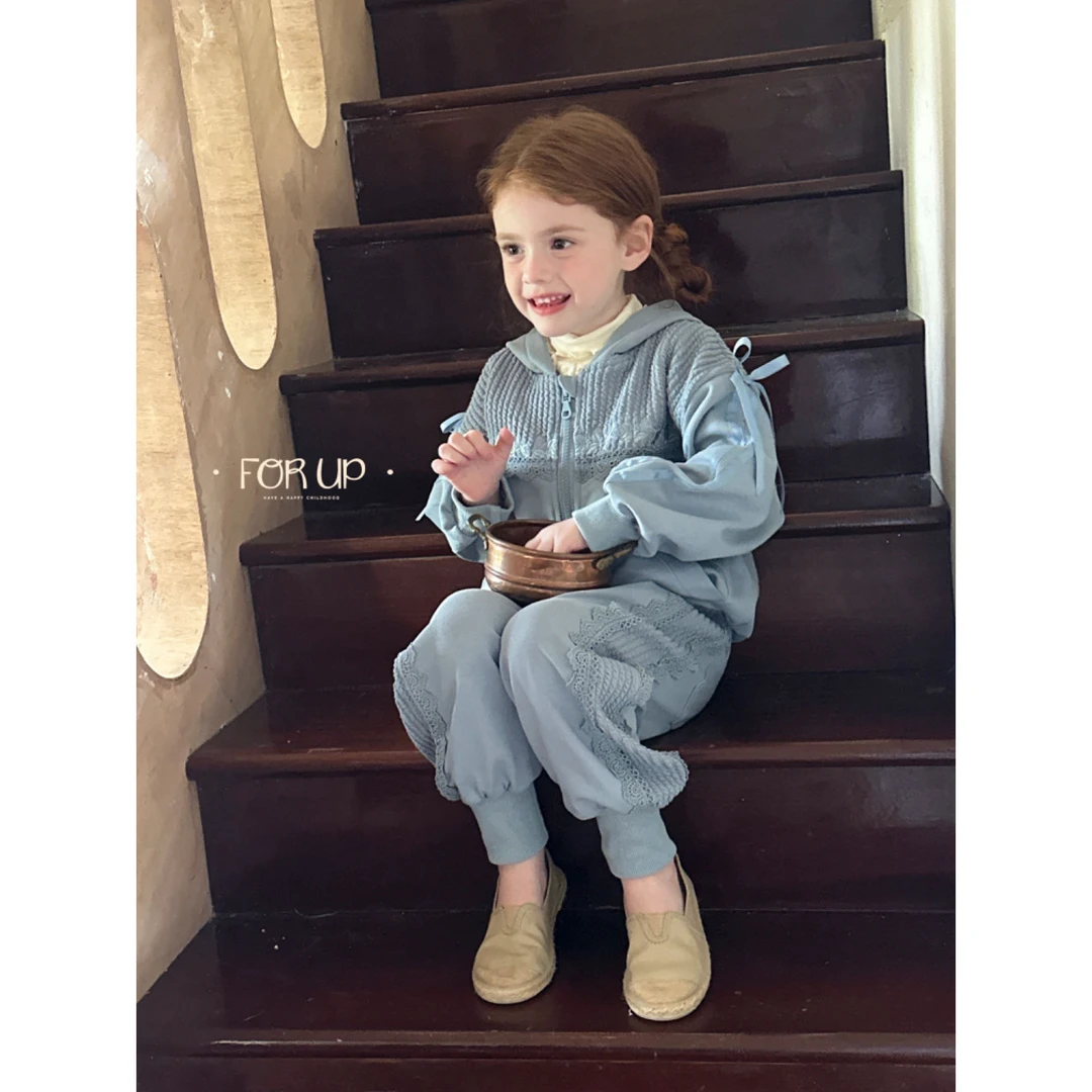 【现货】243-FU-79022水雾蓝 [FORUP]法式罗拉花朵刺绣花边套装