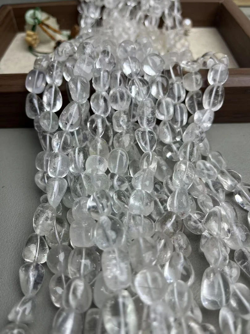天然8-10mm左右白水晶带棉随型糖豆散珠半成品可DIY做手串锁骨链