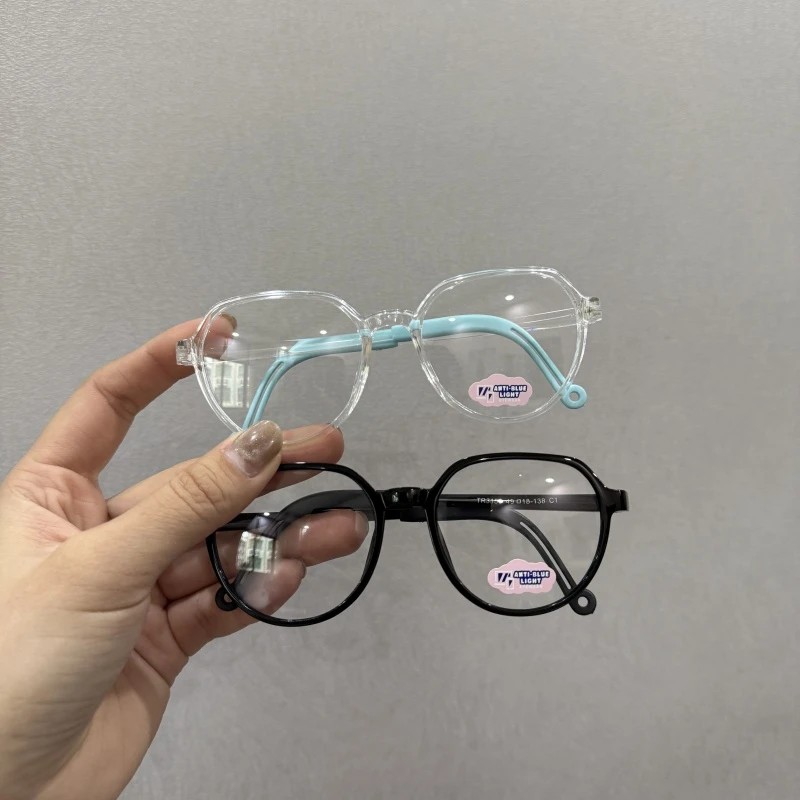 儿童硅胶眼镜防蓝光男童女童时尚大框平光镜小孩看电视手机护目镜