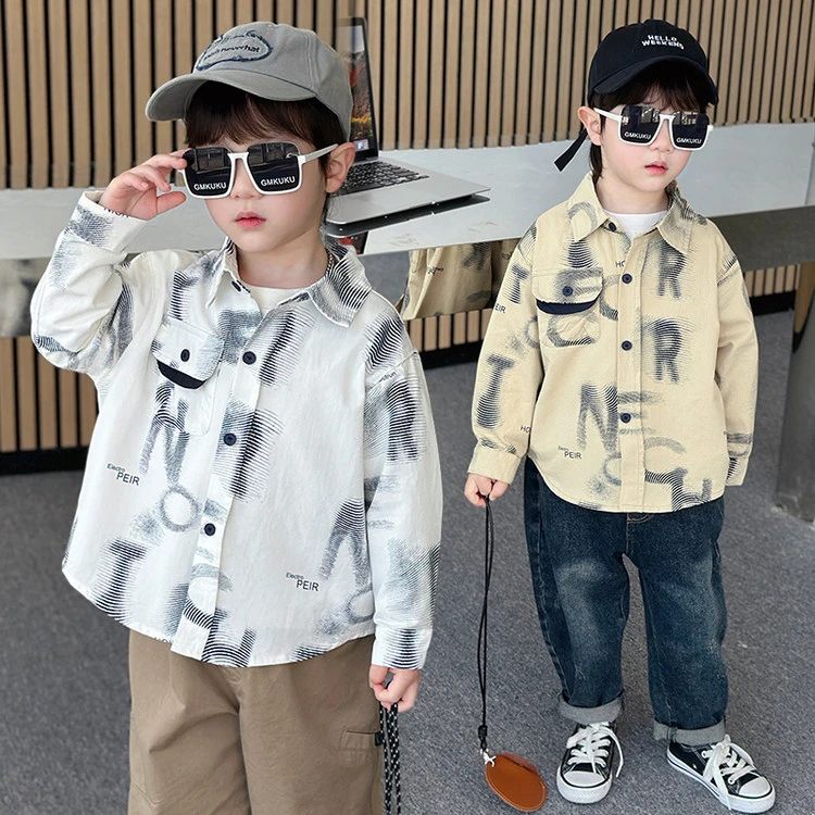 男童春秋衬衫儿童长袖衬衫2025新款男童秋装衬衣