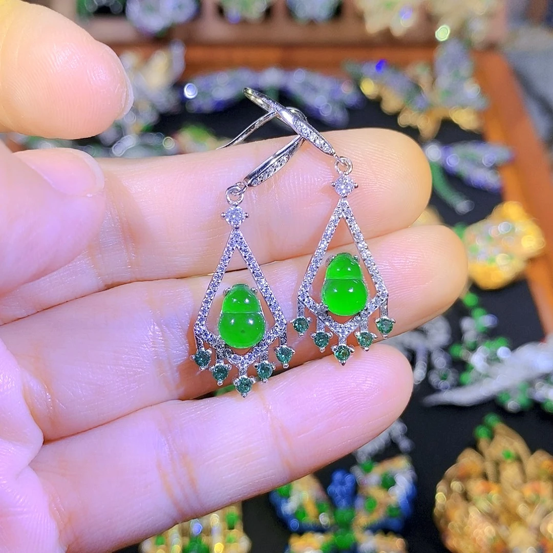 吊坠(不含链)银S925镶嵌翡翠