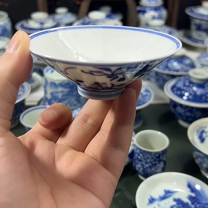 柴窑茶花斗笠浅口薄胎
