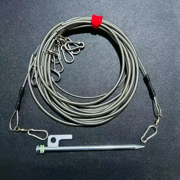 全不锈钢 活扣 栓鱼绳 十米十扣带地插 一绳可栓十个鱼