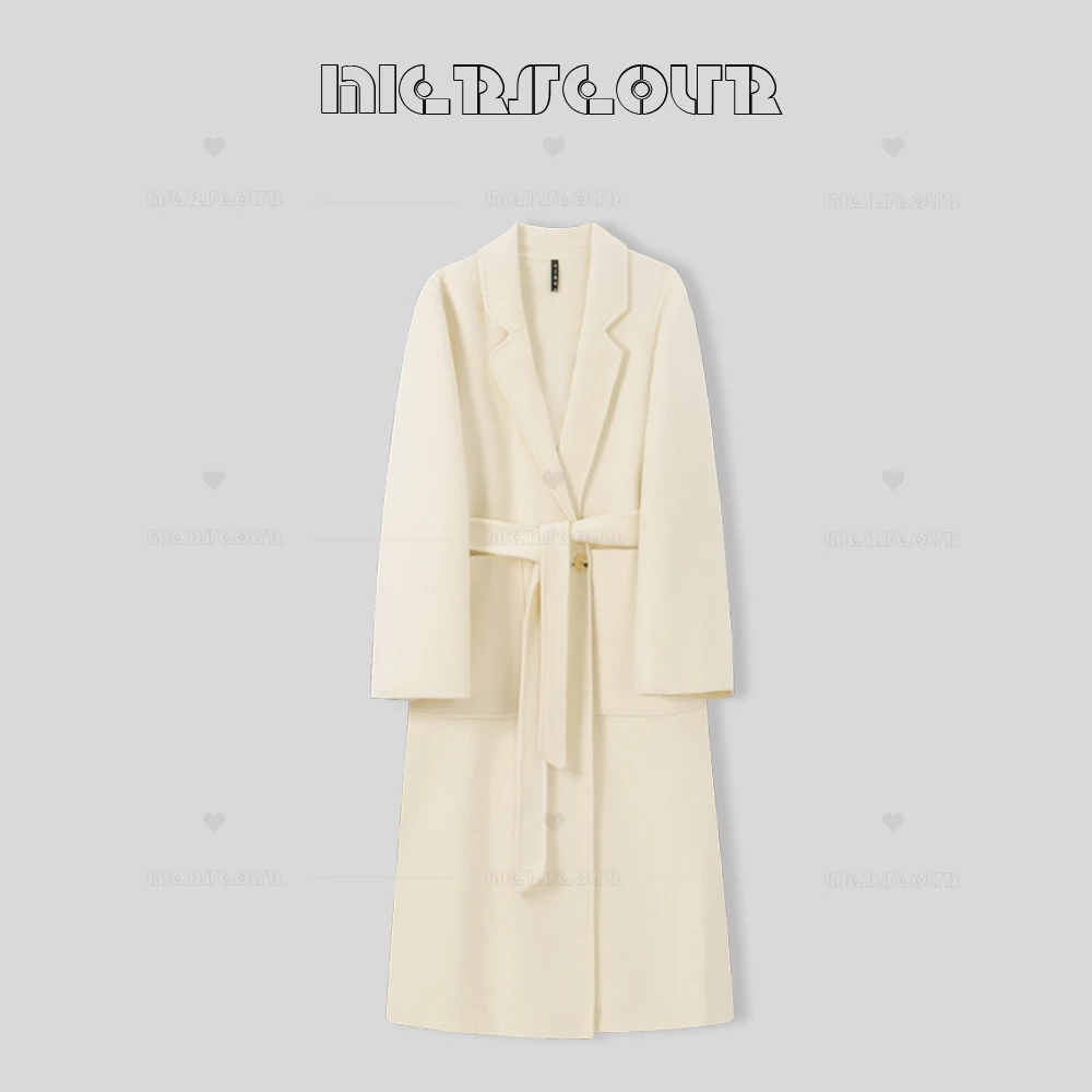 冬季新款时尚高级感收腰长款大衣23806