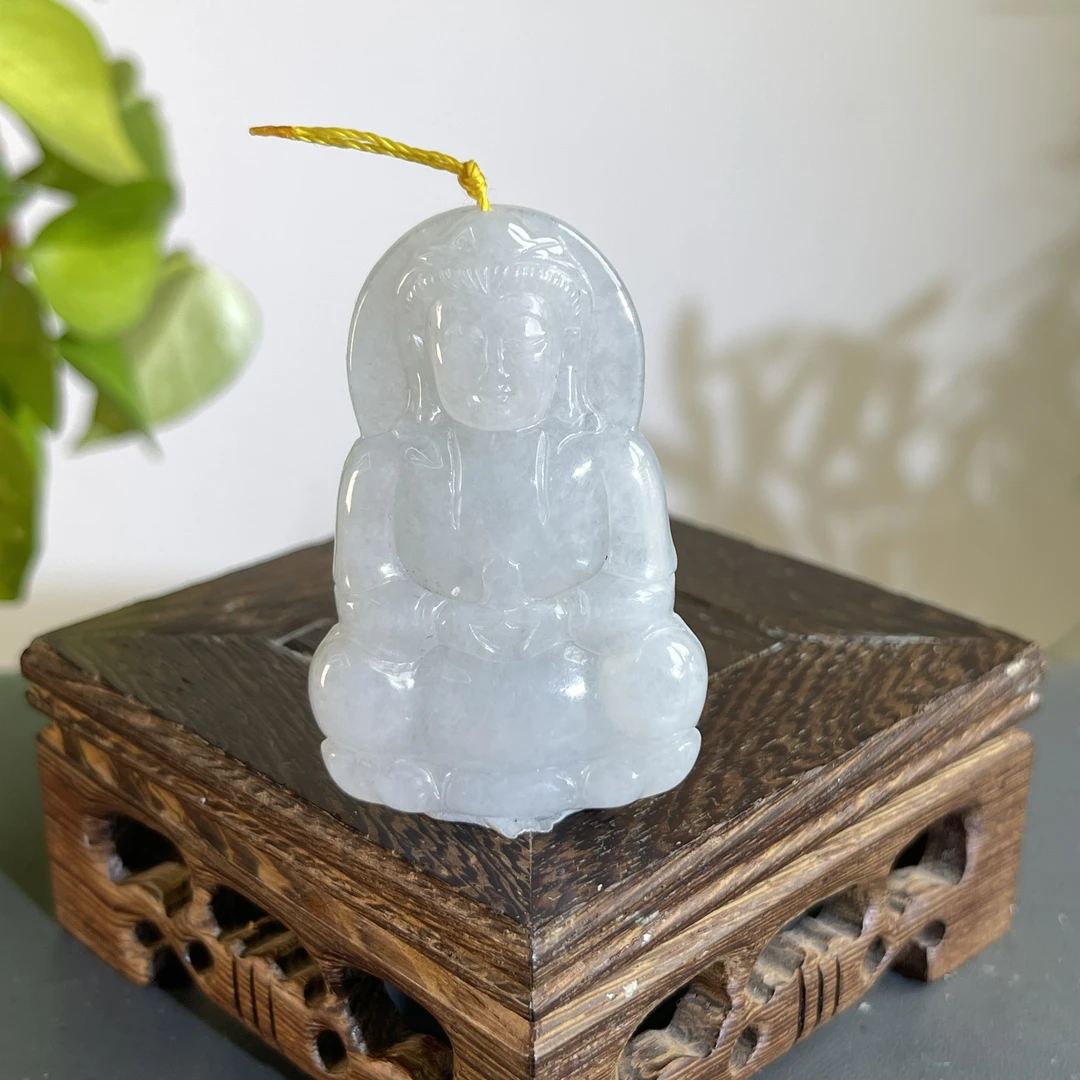 JGB01-23  天然缅甸A货翡翠  正装观音