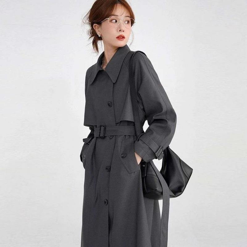 2025春秋中长款温柔英伦风衣女网红高级感小个子韩系西装外套潮