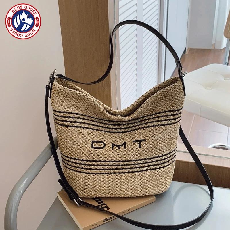RUDY GOOSE大容量草编包包女夏季通勤度假沙滩包高级感单肩斜挎包