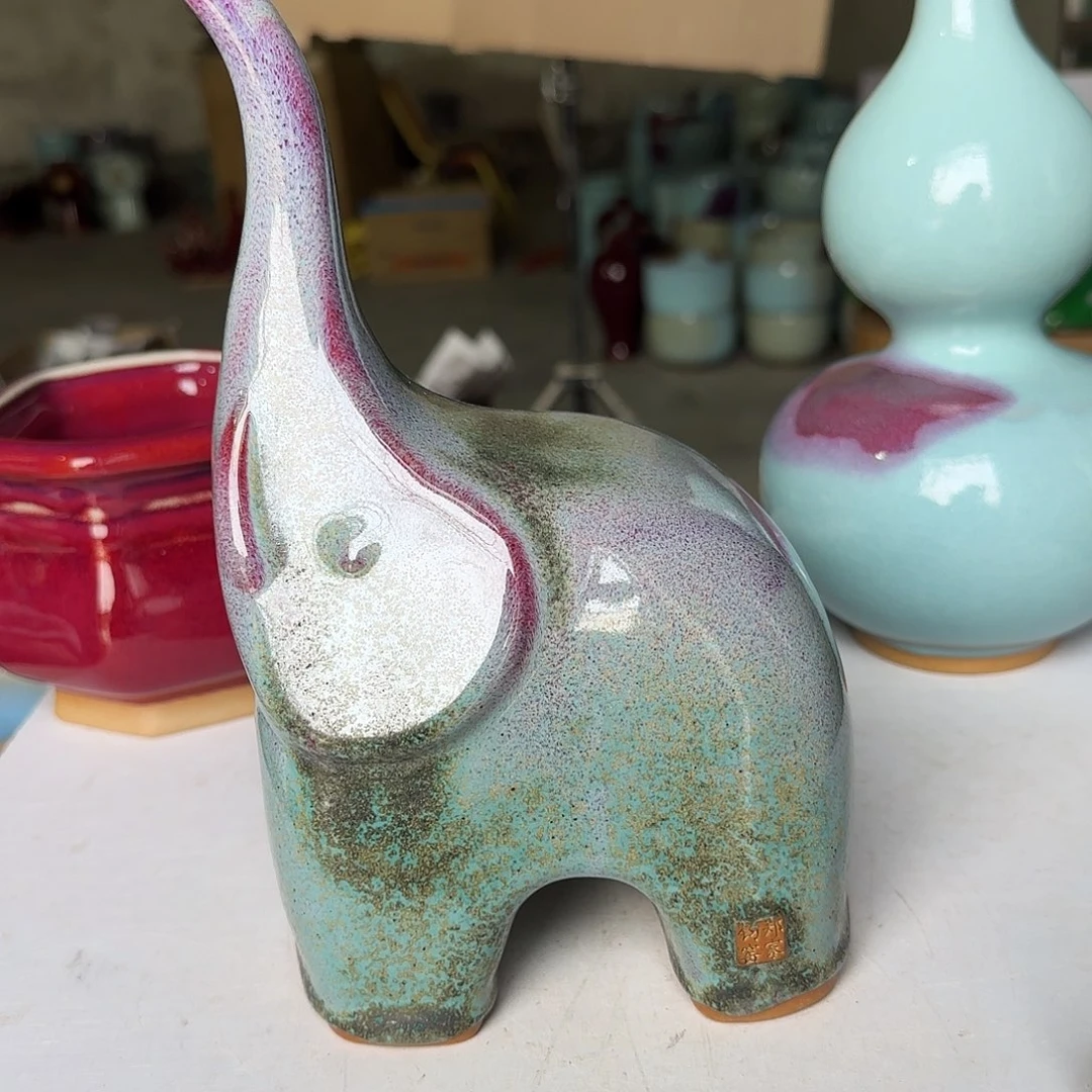 摆件陶郑家钧窑摆件微