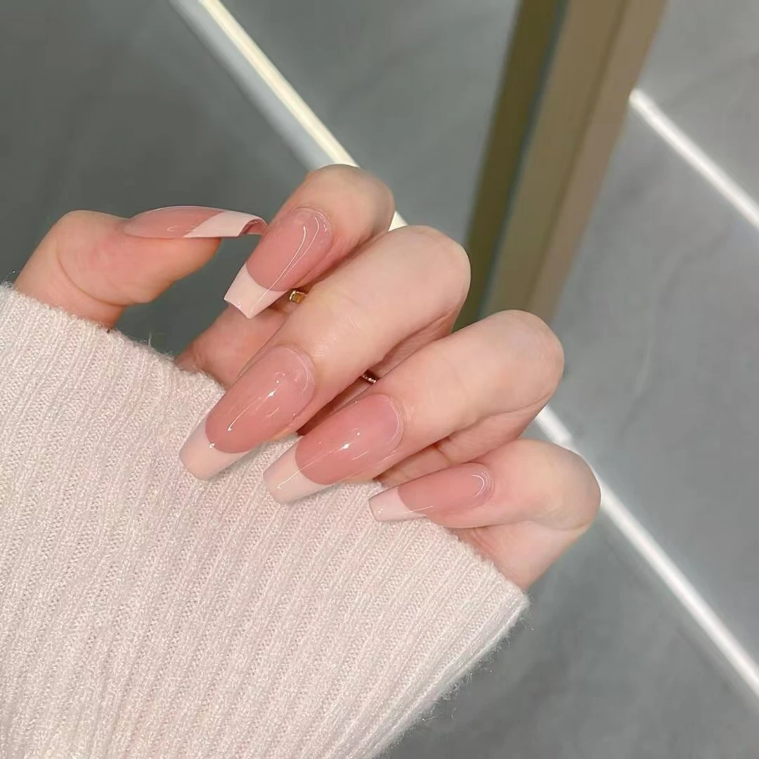【草莓奶盖】纯手工穿戴甲裸色法式简约显白日常百搭纯欲可重复甲片
