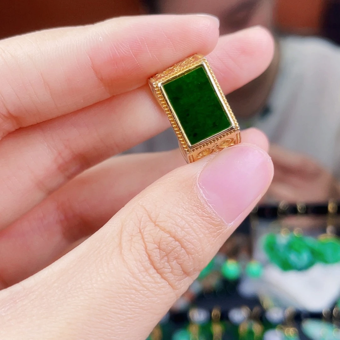 翡翠戒指银S925镶嵌饰品