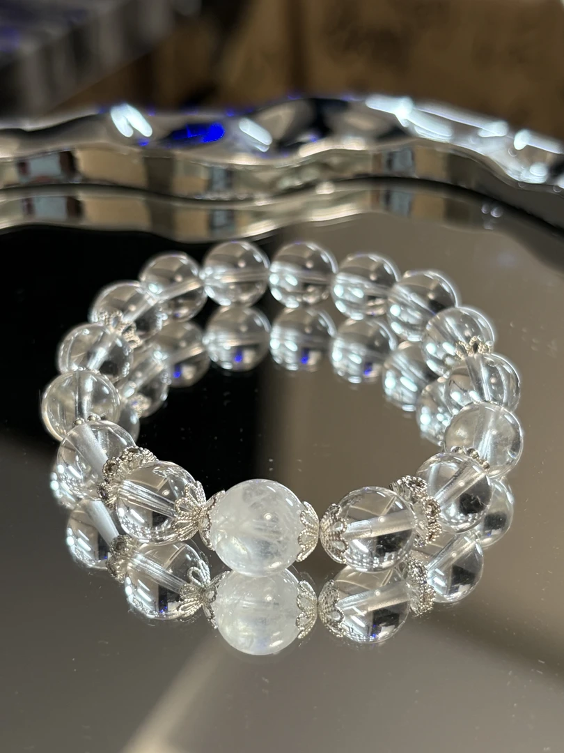 【白露】 10mm白水晶+雪花幽灵 水晶手串