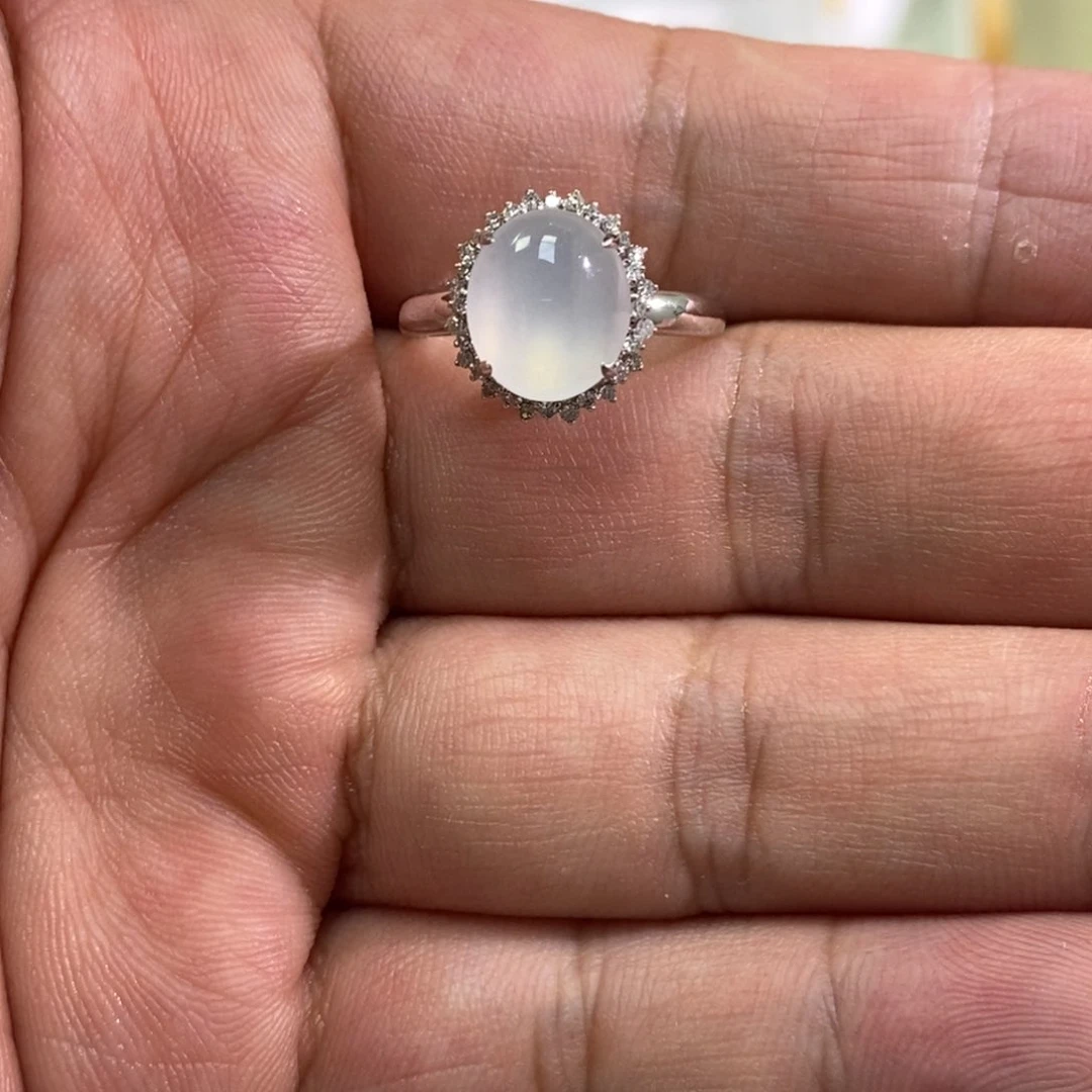 翡翠戒指铂Pt950镶嵌天然缅甸翡翠戒指