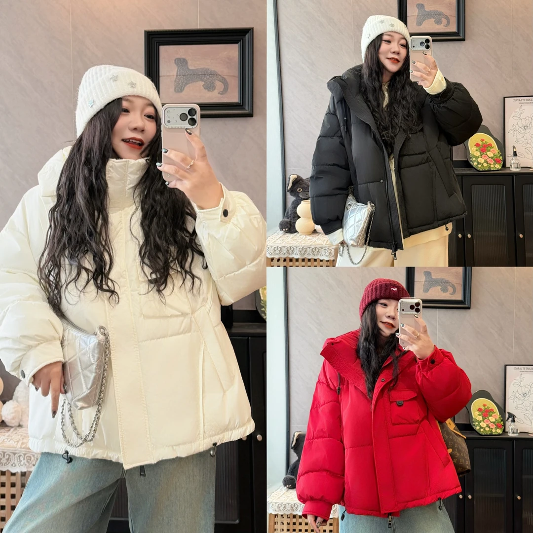 花契“芝士奶贝”大码女装冬季宽松200斤胖mm韩版加厚棉服12687-H